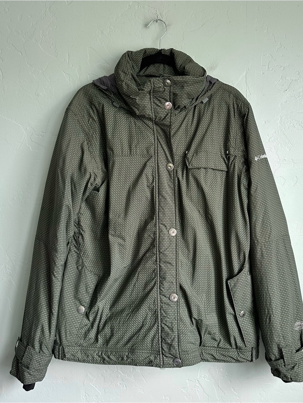 Columbia Olive Green Hooded Ski Jacket